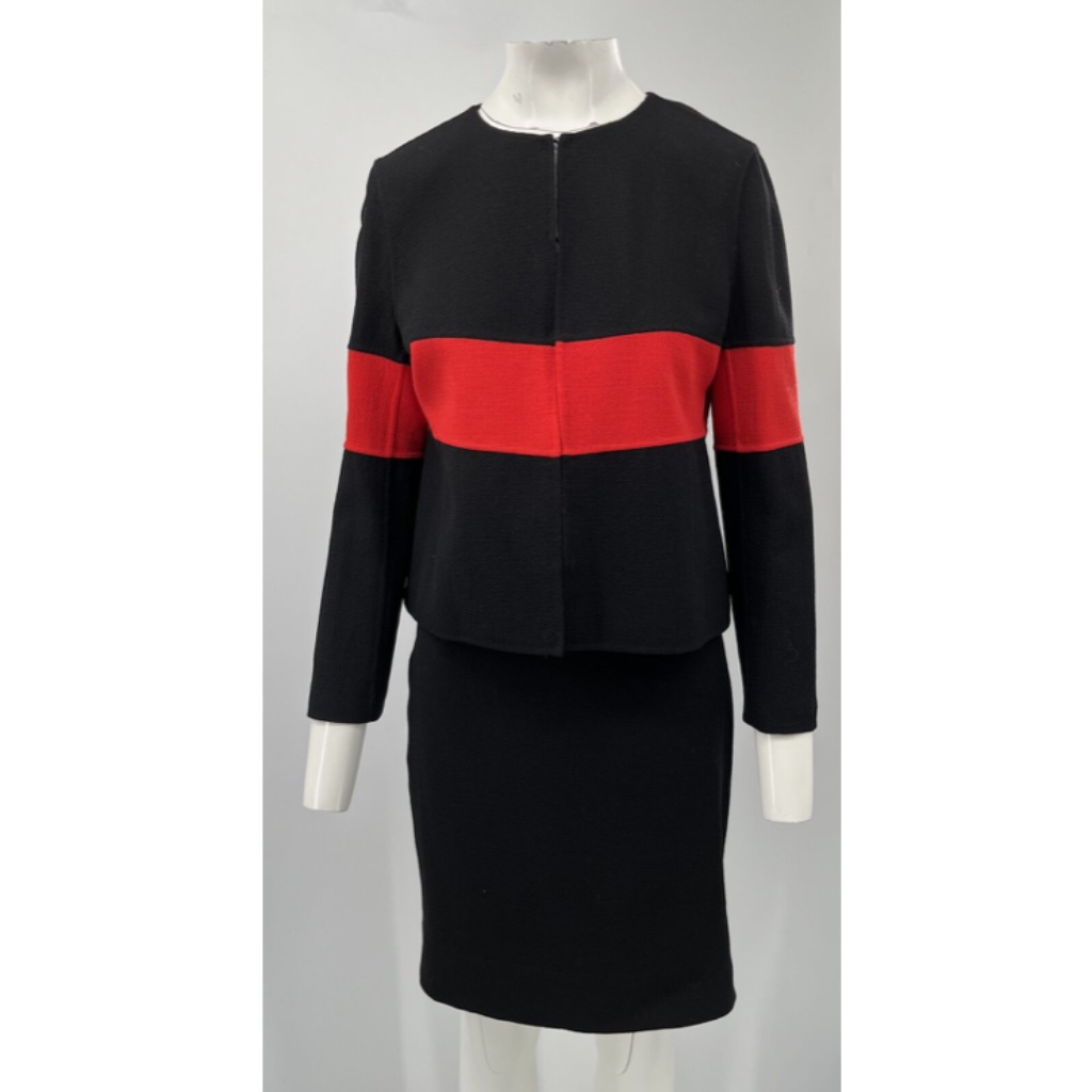 Armani Collezioni Black/Red Color Block Skirt+Jacket 2pc Set Sz 8 Missing Tags